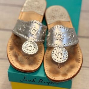 Jack Rogers Metallic Silver Sandals